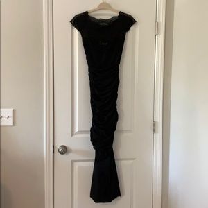 Long Formal Capped Sleeve Gown
